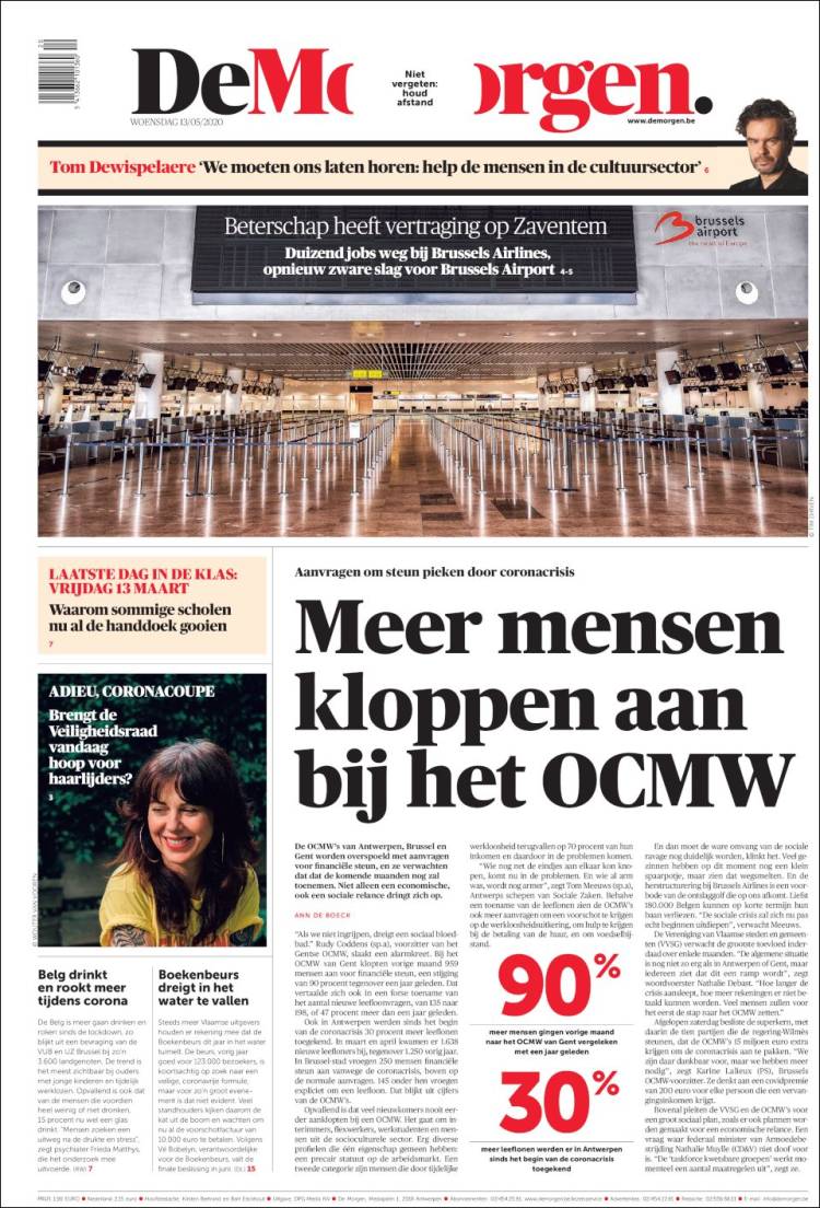 Portada de De Morgen (B&eacute;lgica)