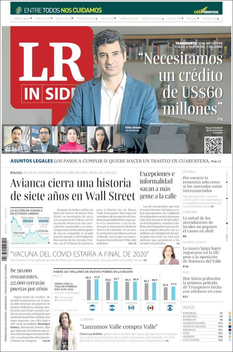 Portada de La Republica (Colombia)
