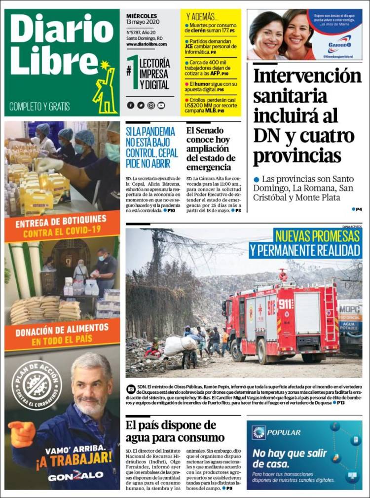 Portada de Diario Libre (R. Dominicana)