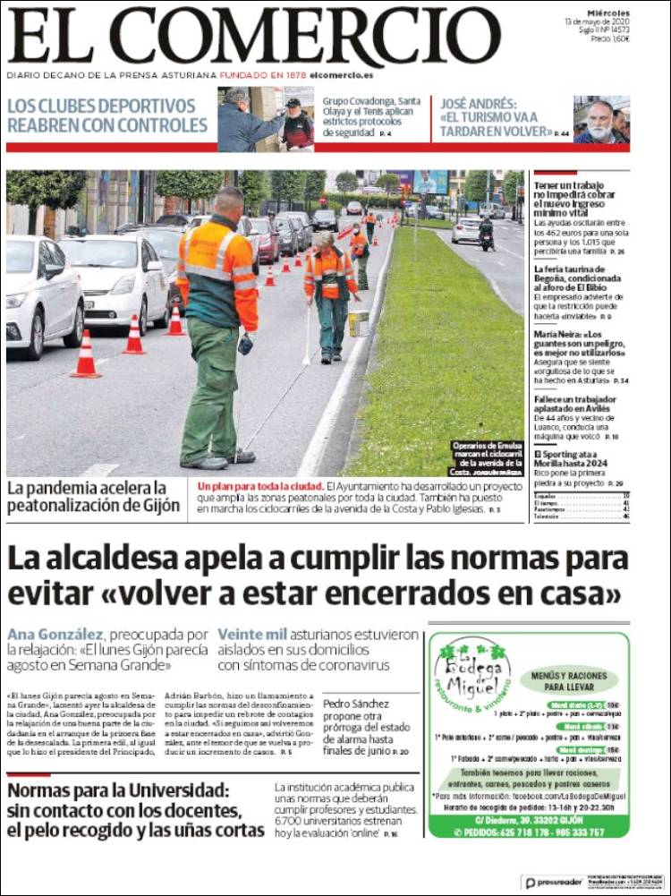 Portada de El Comercio - Gijón (Espa&ntilde;a)