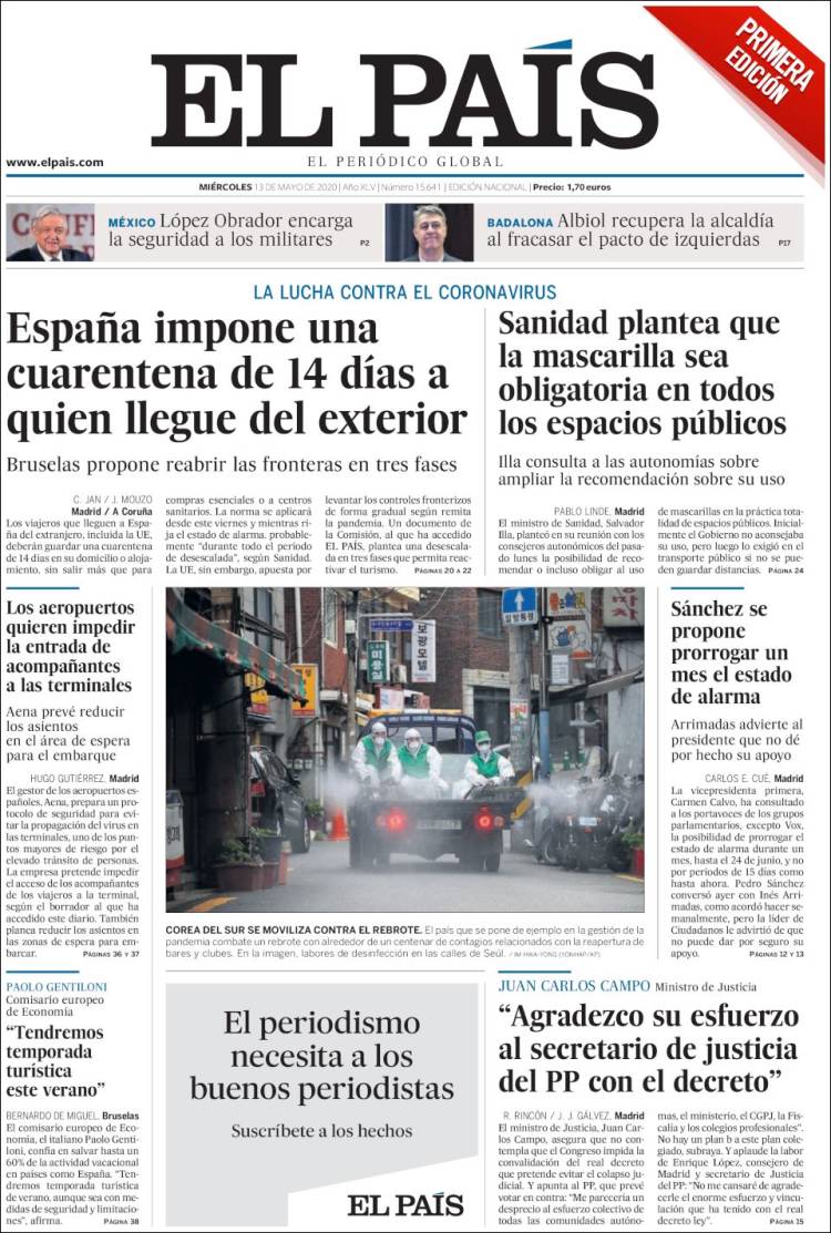 Portada de El País (Espa&ntilde;a)
