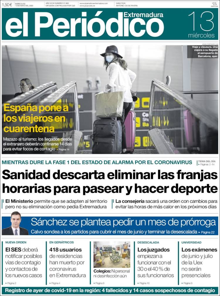 Portada de El Periódico de Extremadura (Espa&ntilde;a)