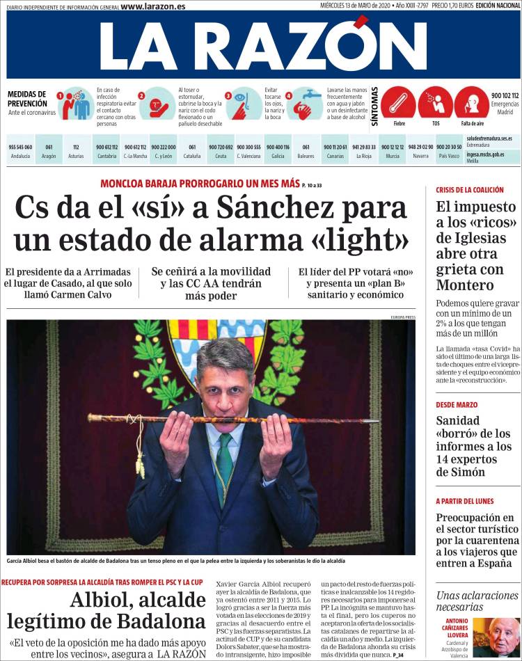 Portada de La Razón (Espa&ntilde;a)