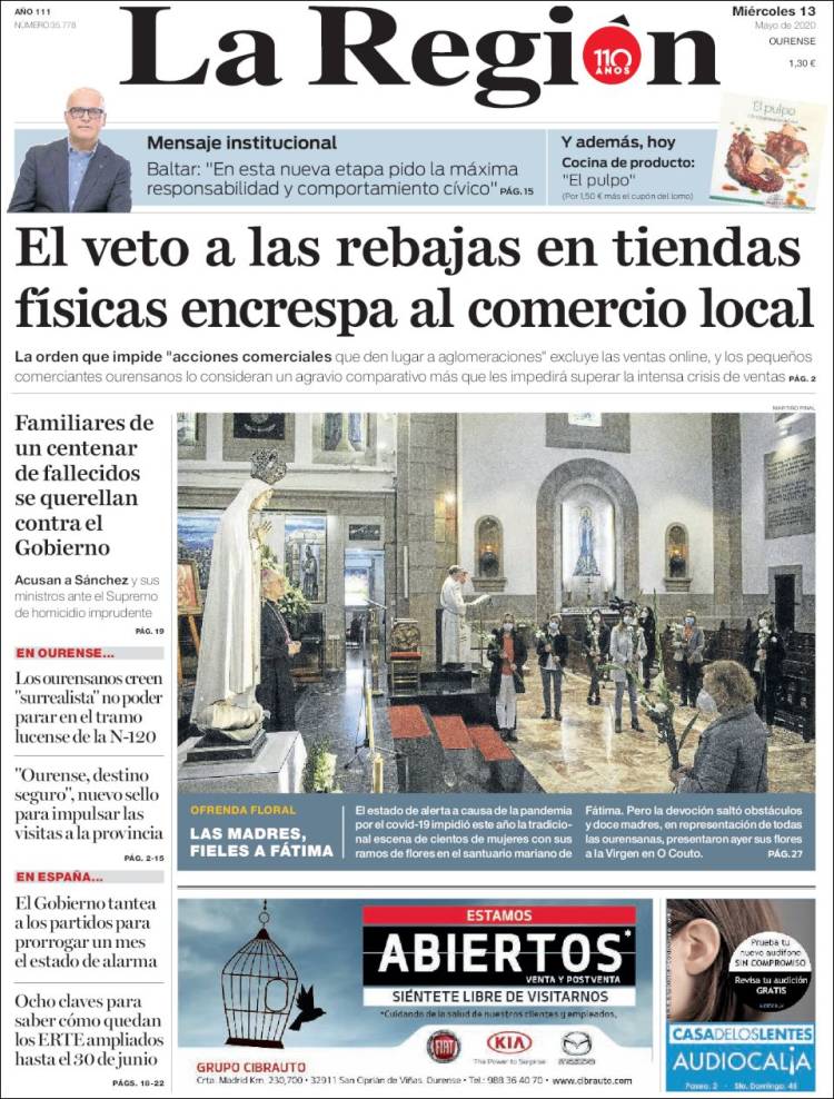 Portada de La Región de Ourense (Espa&ntilde;a)