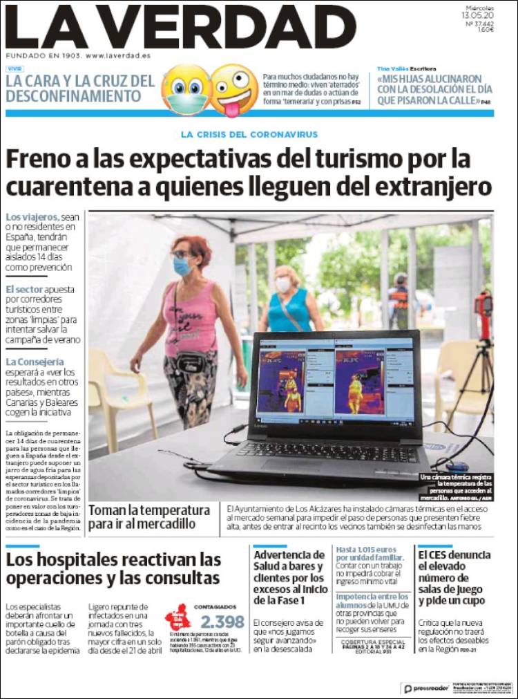 Portada de La Verdad de Murcia (Espa&ntilde;a)