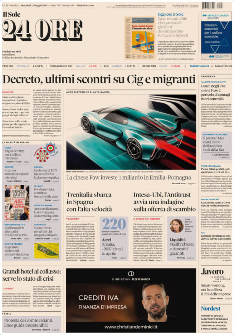 Portada de Il Sole 24 ORE (Italia)