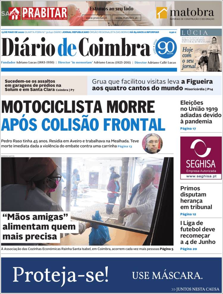 Portada de Diário de Coimbra (Portugal)