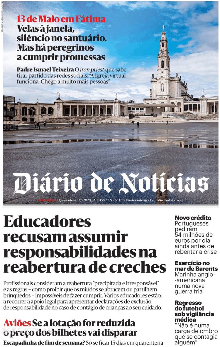 Portada de Diário de Noticias (Portugal)