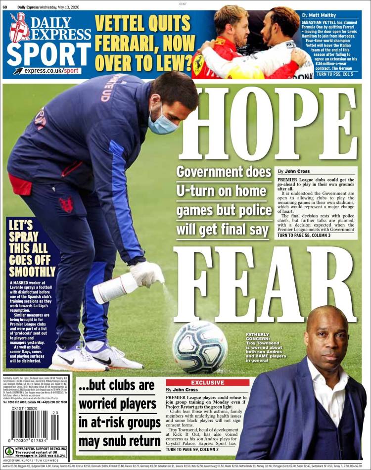 Portada de Express Sport (Reino Unido)