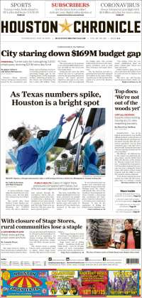 Portada de Houston Chronicle (USA)