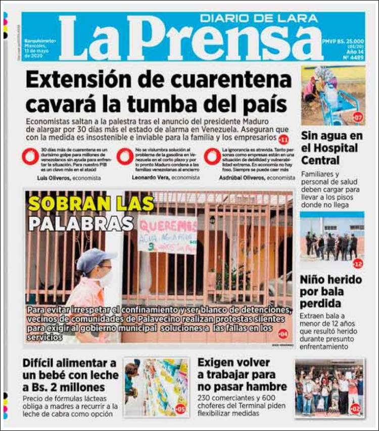 Portada de La Prensa de Lara (Venezuela)