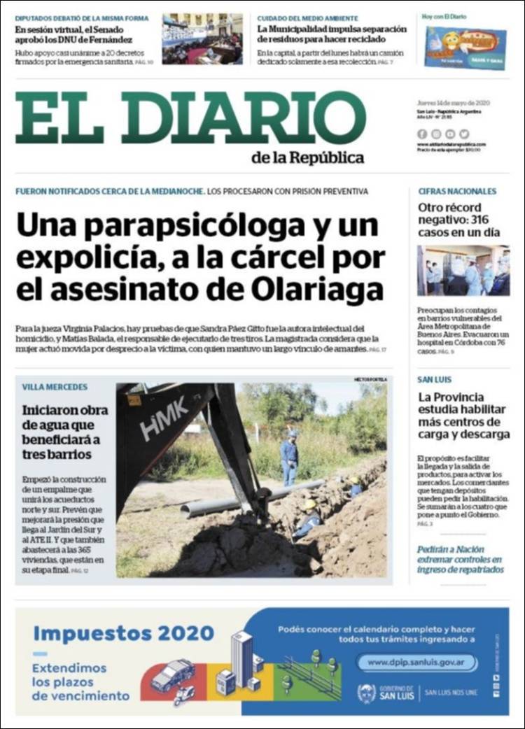 Portada de Diario de la República (Argentina)