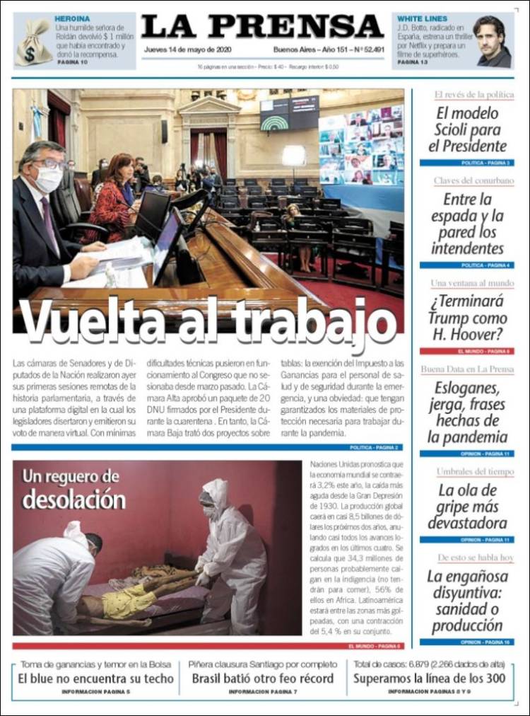 Portada de La Prensa (Argentina)