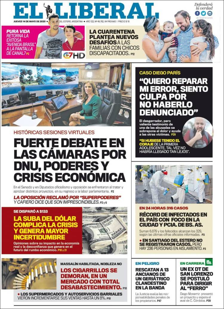Portada de Diario El Liberal (Argentina)