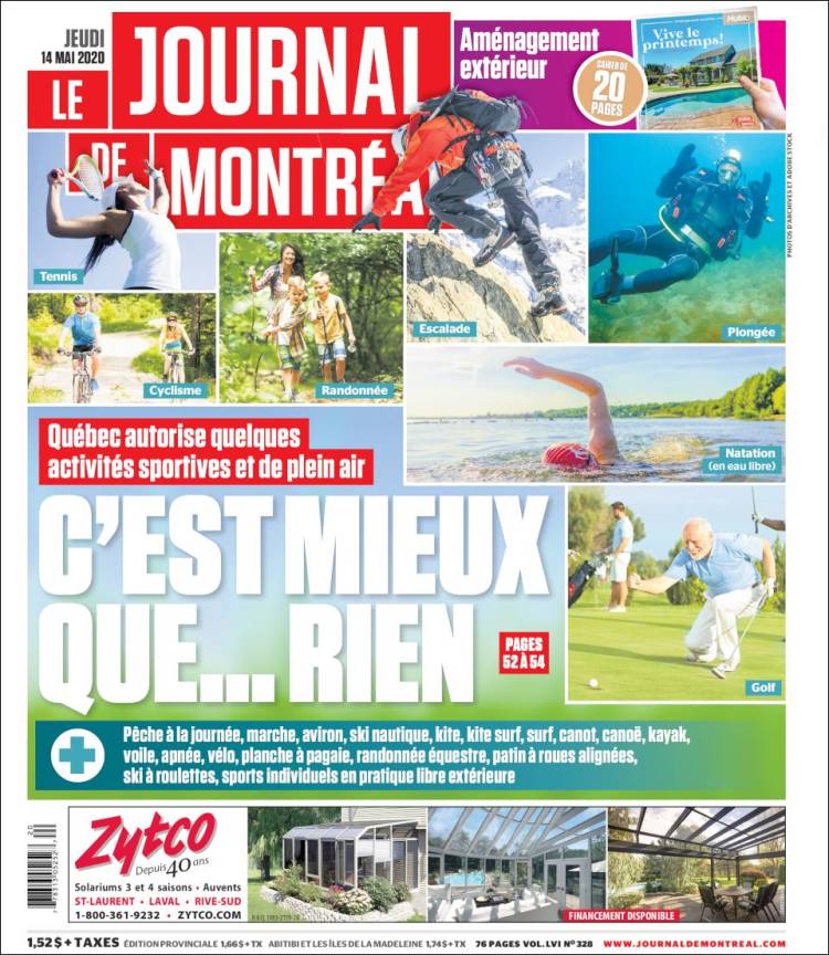 Portada de Le Journal de Montréal (Canada)