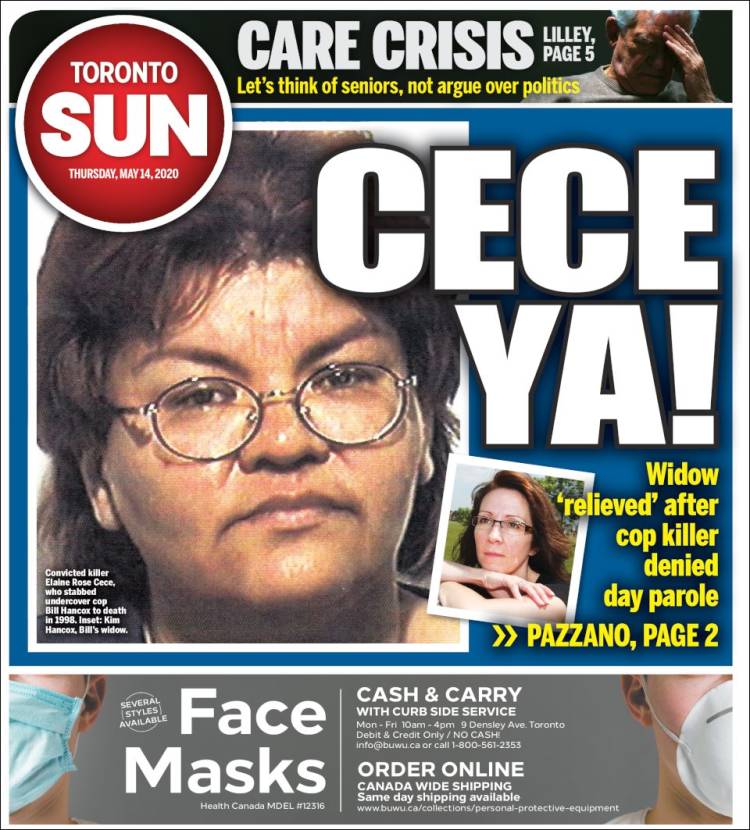 Portada de The Toronto Sun (Canadá)