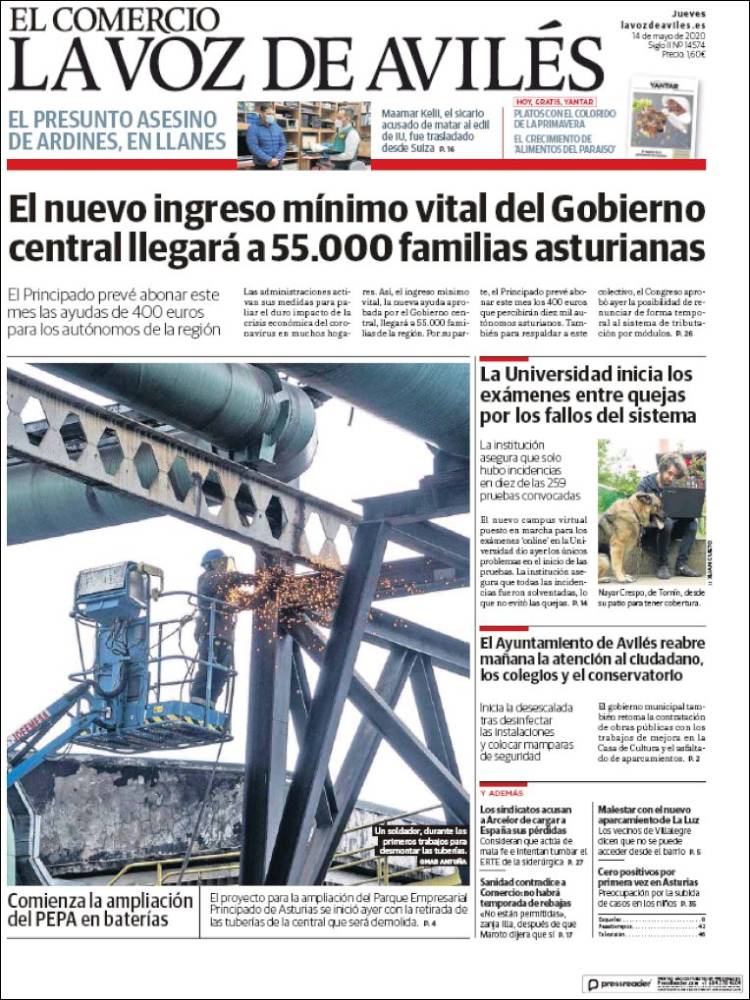 Portada de El Comercio - Avilés (Espa&ntilde;a)