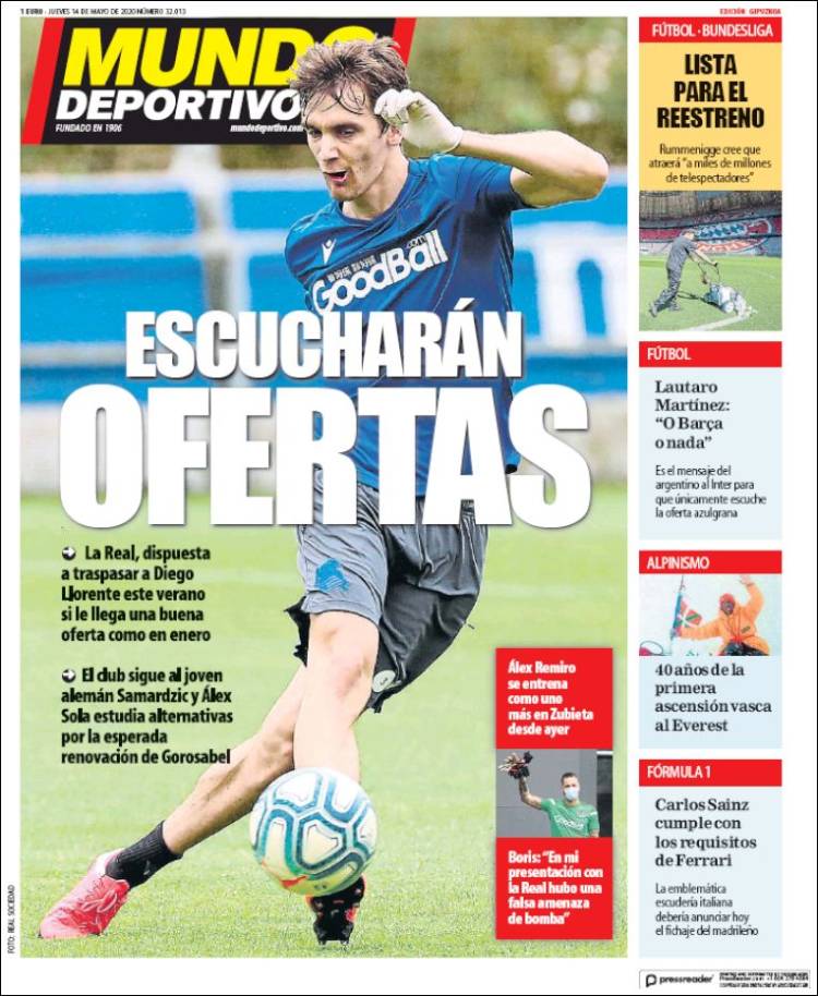 Portada de Mundo Deportivo Gipuzkoa (Espa&ntilde;a)