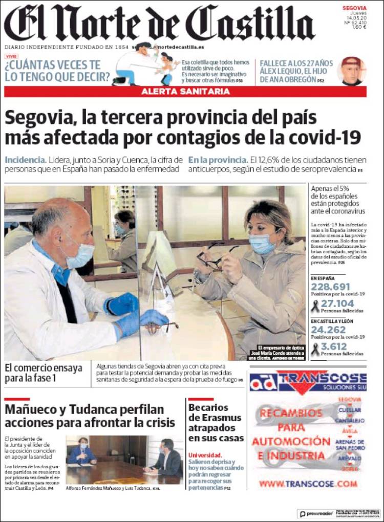 Portada de Norte de Castilla - Segovia (Espa&ntilde;a)