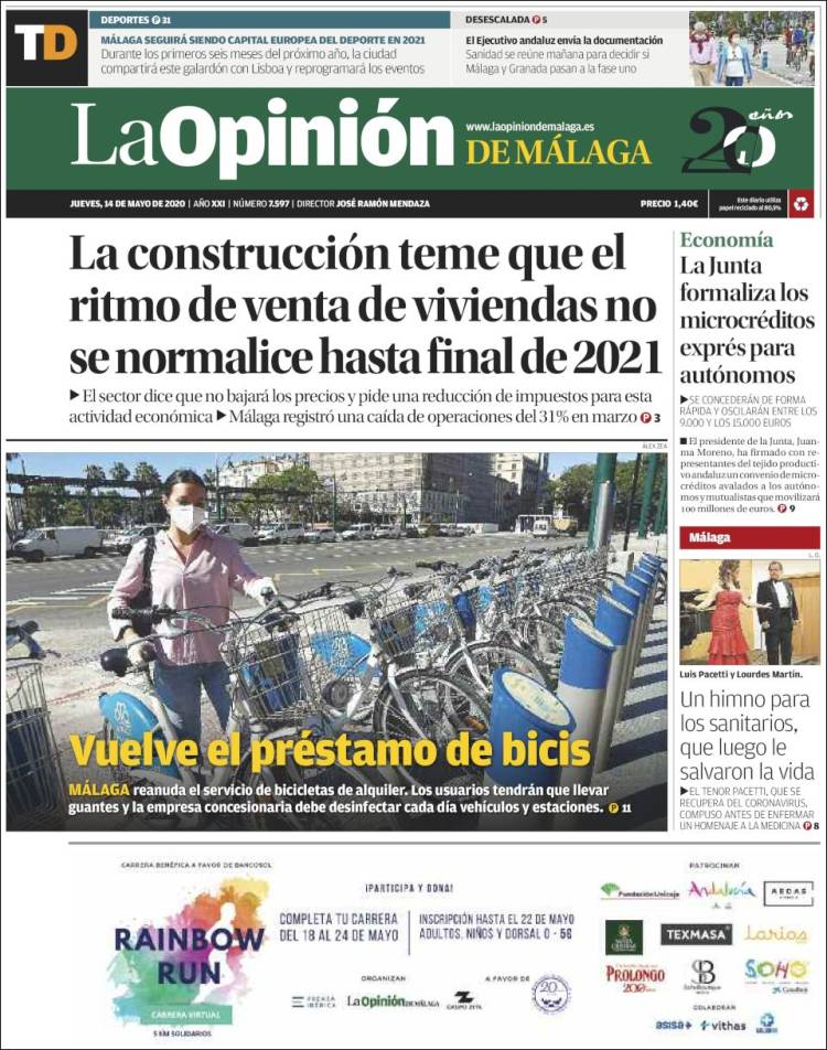 Portada de La Opinión de Málaga (Espa&ntilde;a)