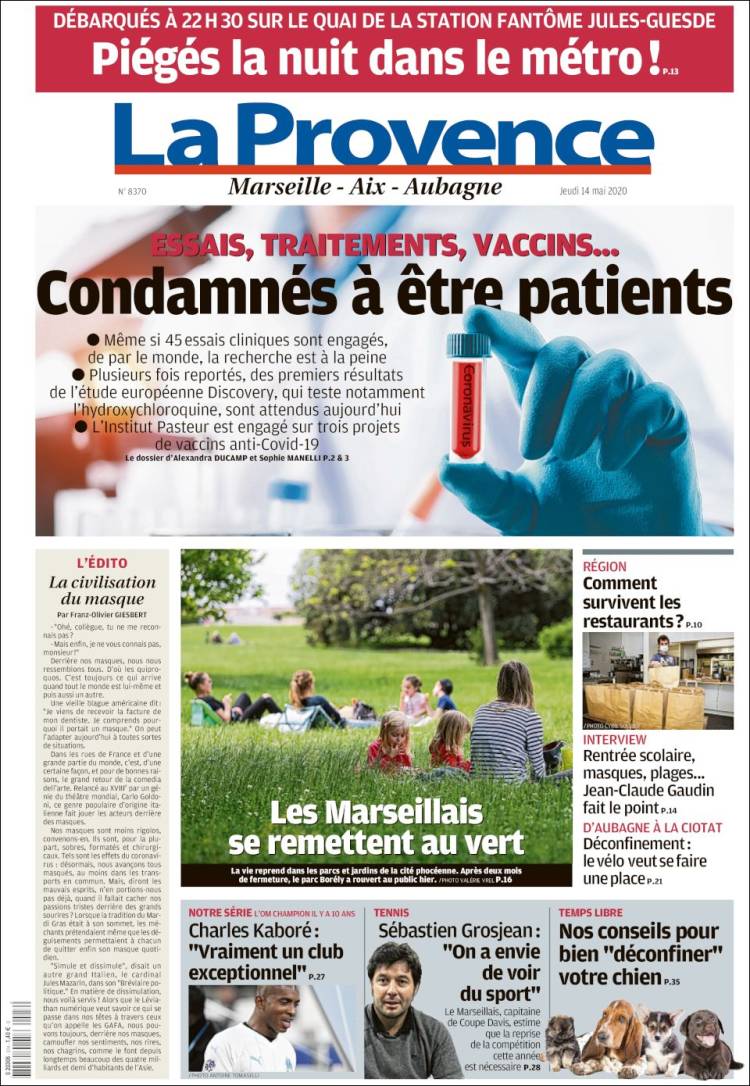 Portada de La Provence (Francia)