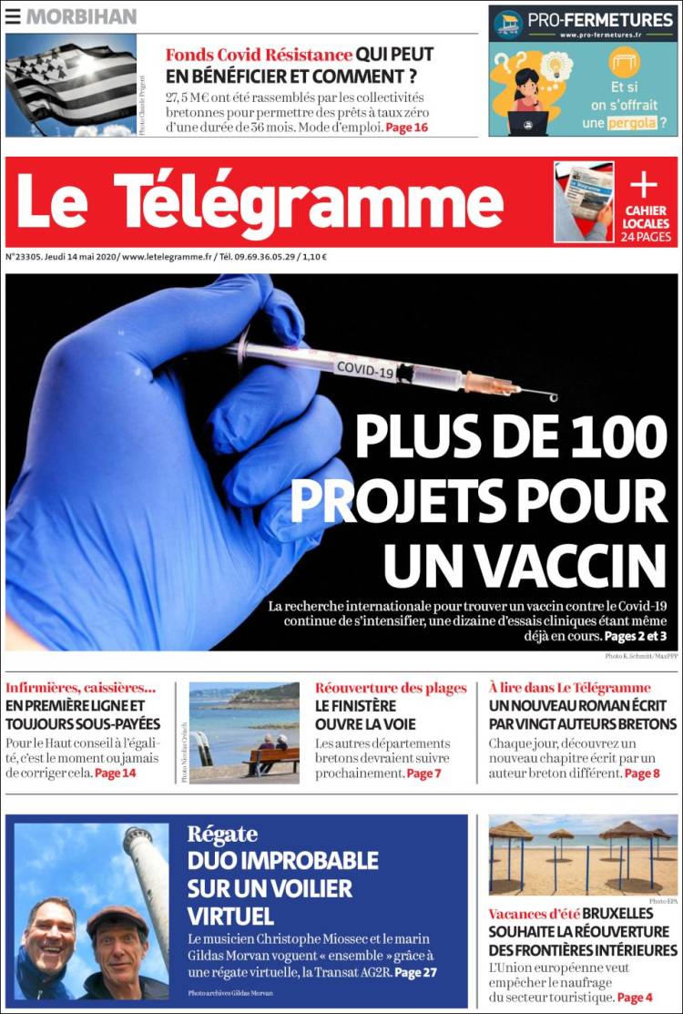 Portada de Télégramme (Francia)