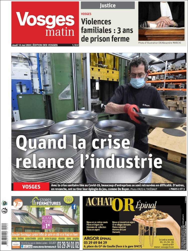 Portada de Vosges Matin (Francia)