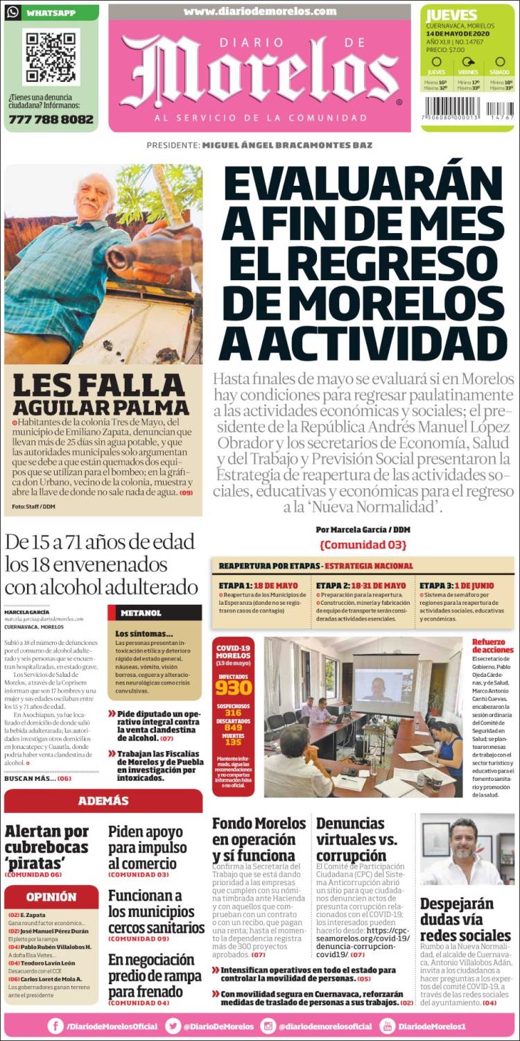 Portada de Diario de Morelos (Mexico)