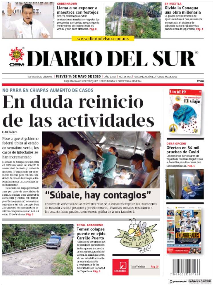 Portada de El Diario del Sur (Mexico)