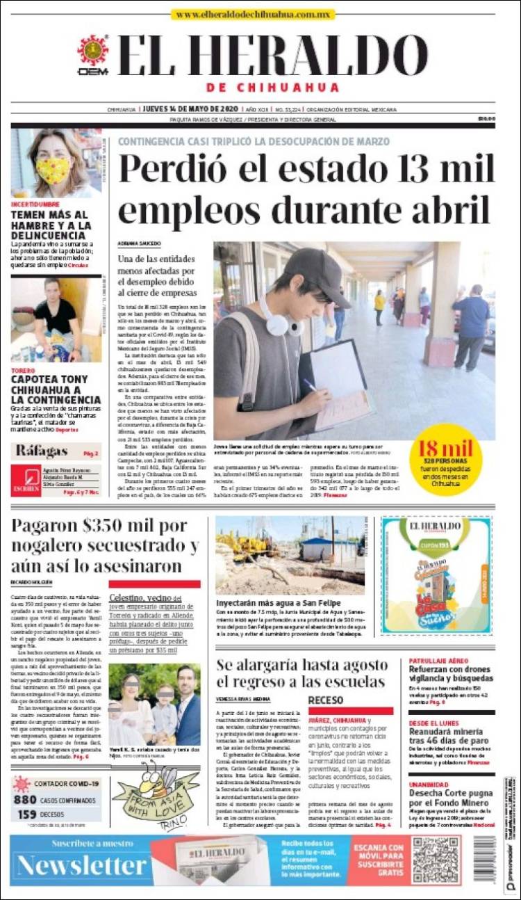 Portada de El Heraldo de Chihuahua (Mexico)