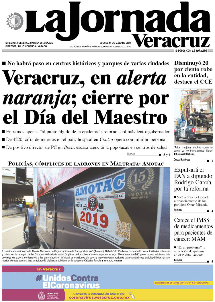 Portada de La Jornada Veracruz (Mexico)