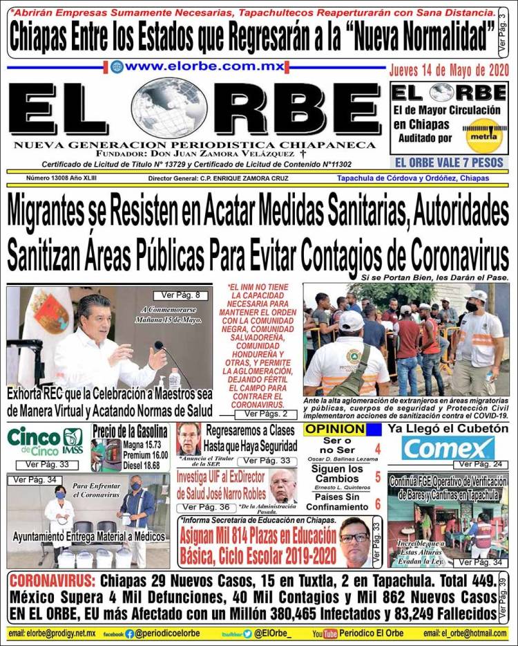 Portada de El Orbe (México)