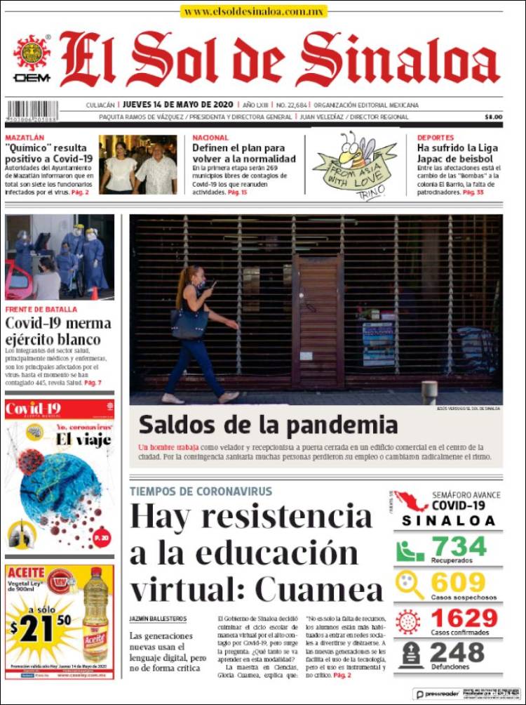 Portada de El Sol de Sinaloa (México)