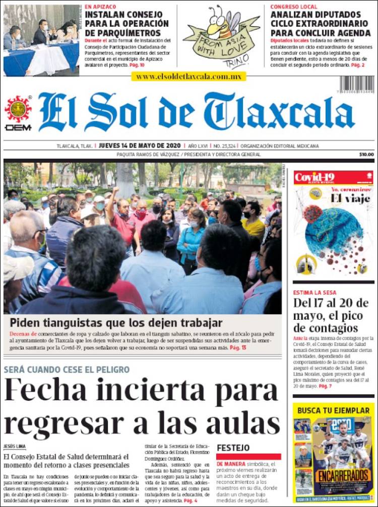 Portada de El Sol de Tlaxcala (Mexico)