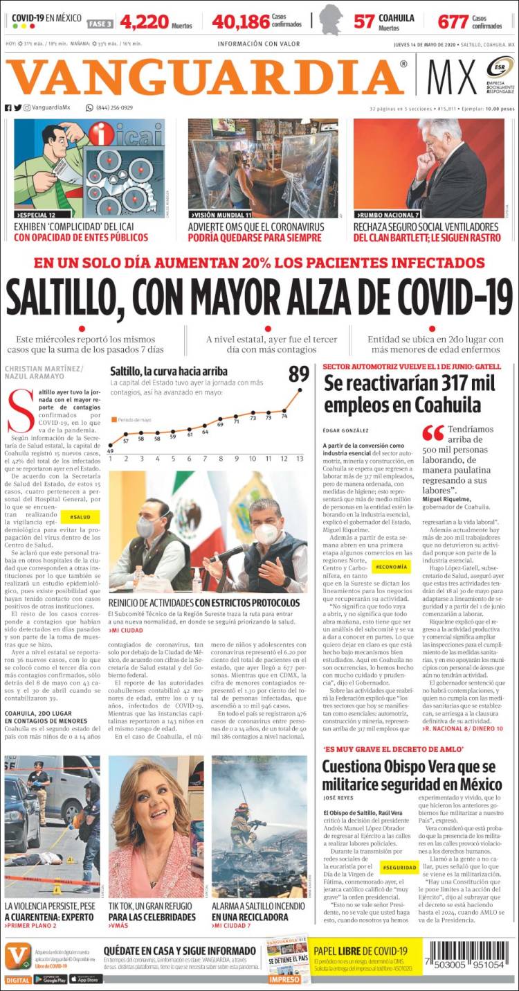 Portada de Vanguardia (Mexico)