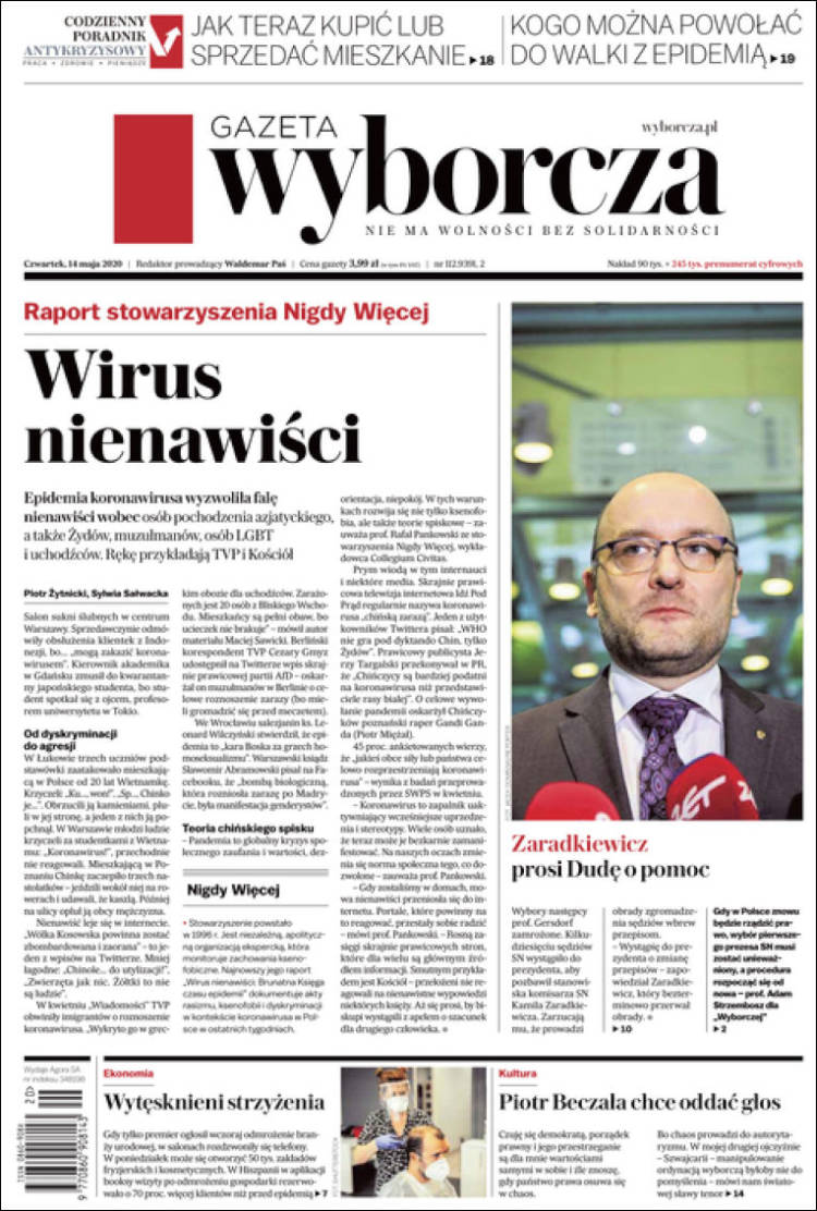 Portada de Gazeta Wyborcza (Polonia)
