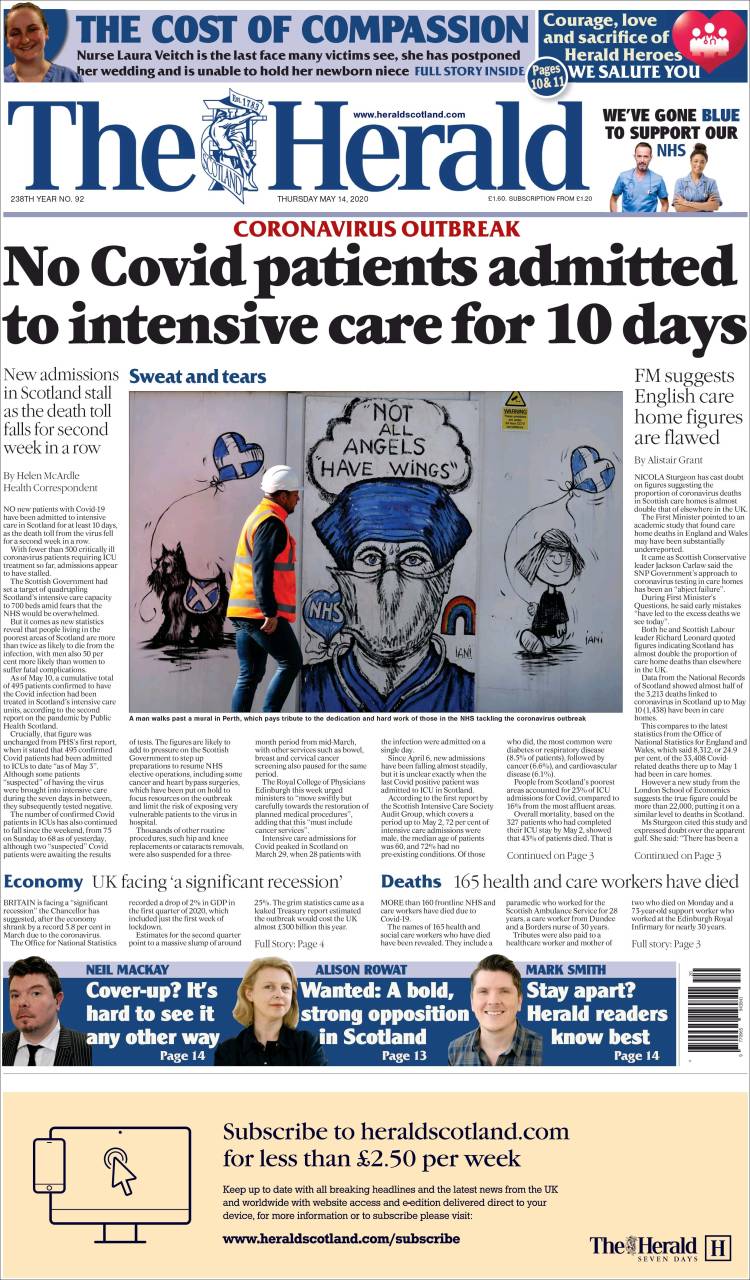 Portada de The Herald (Reino Unido)