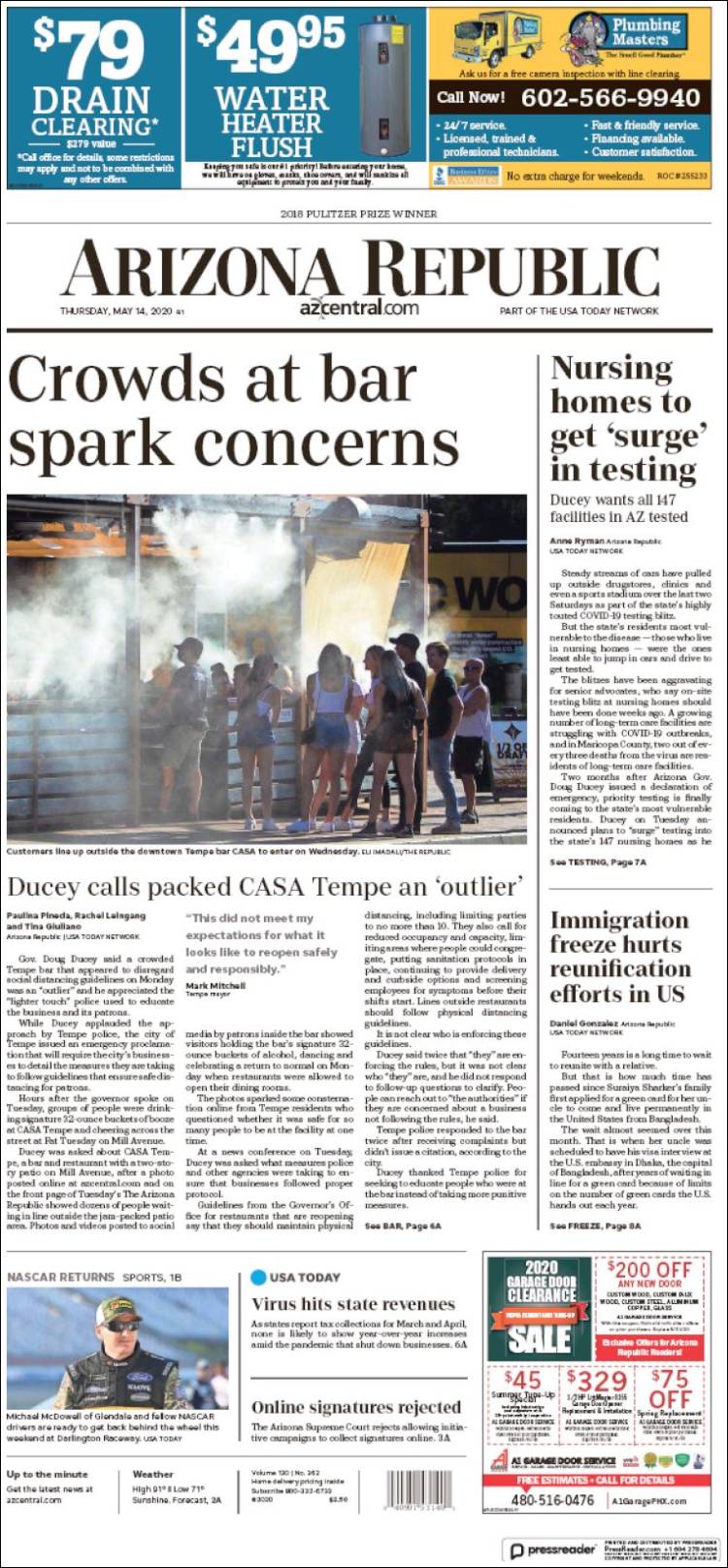 Portada de Arizona Republic News (USA)