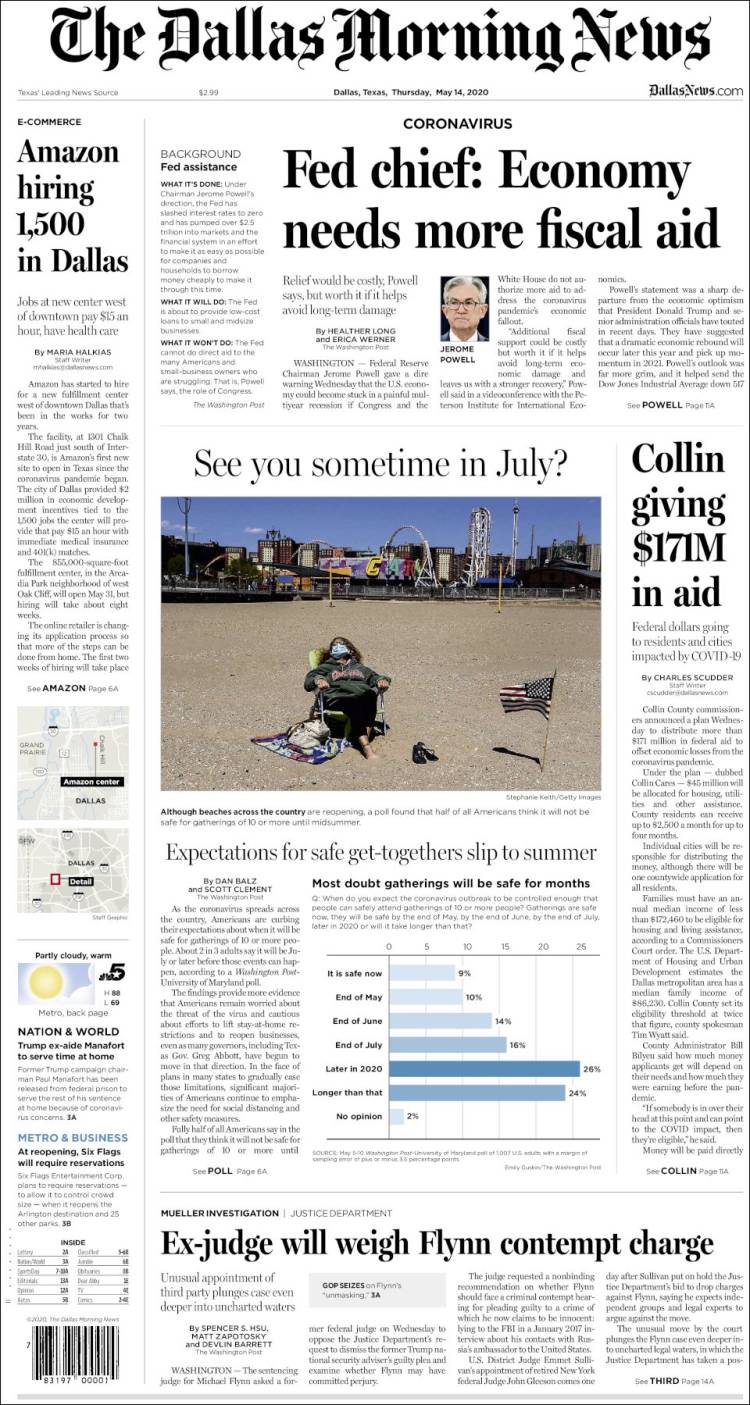 Portada de Dallas Morning News (USA)