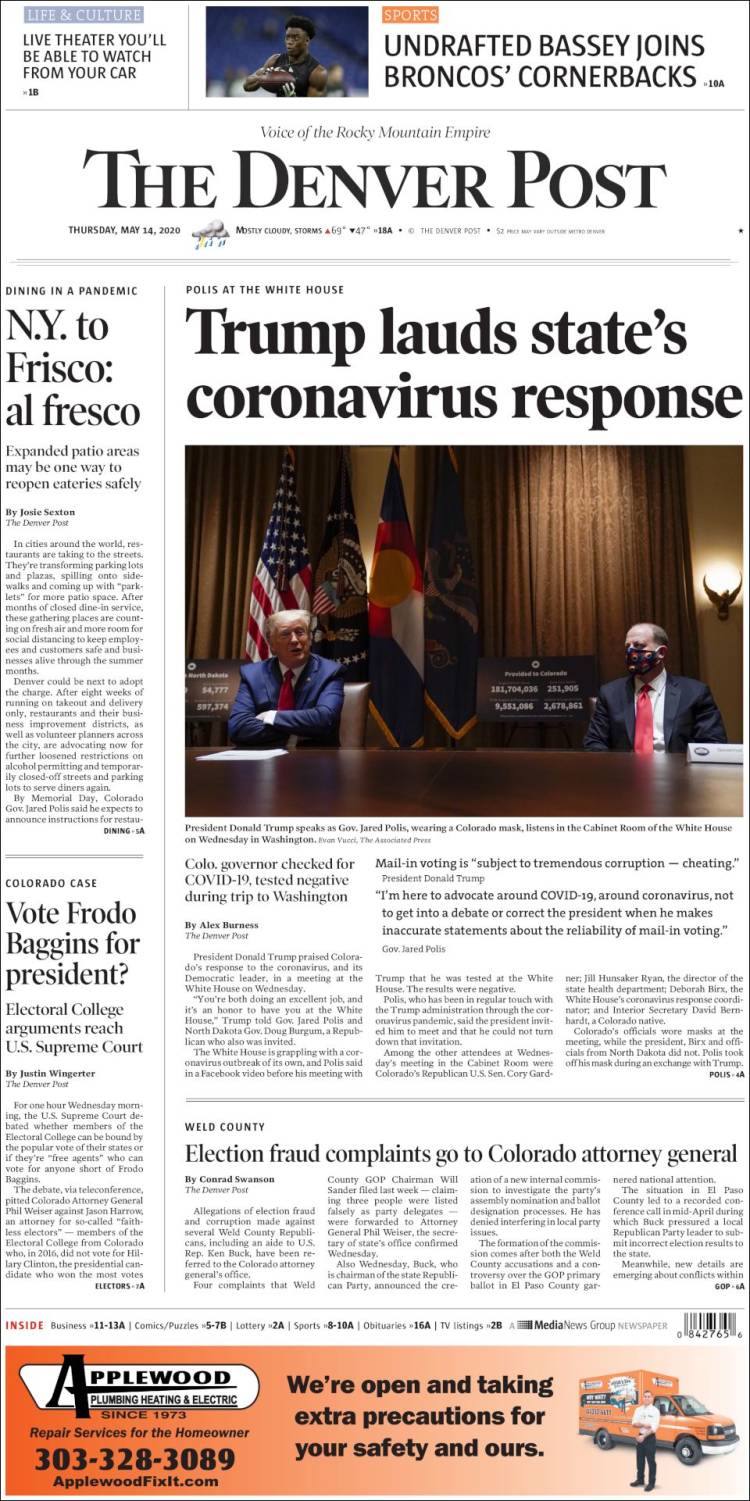 Portada de The Denver Post (USA)