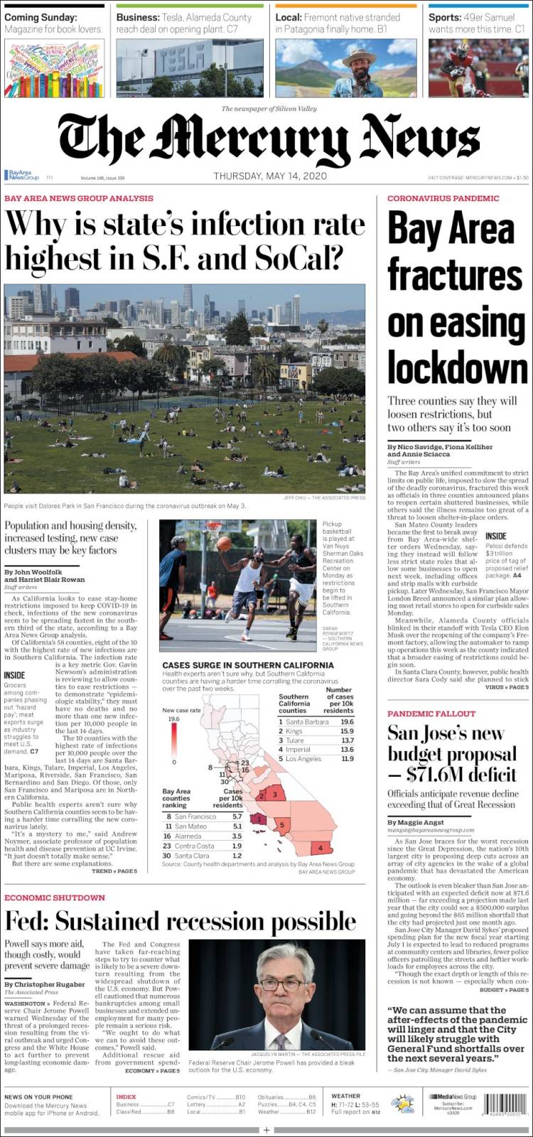 Portada de San Jose Mercury News (USA)