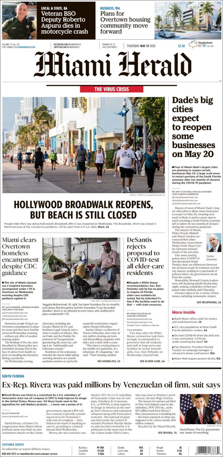 Portada de Miami Herald (USA)