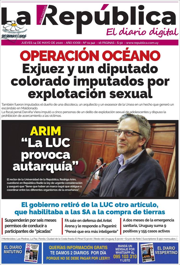 Portada de La República (Uruguay)