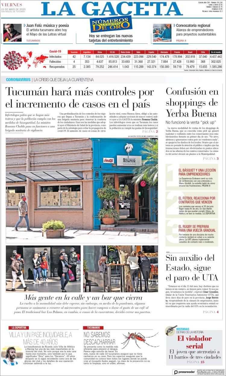 Portada de La Gaceta (Argentina)