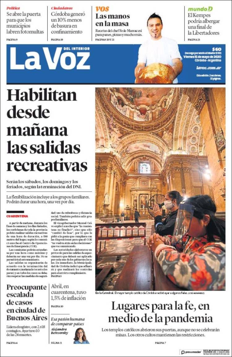 Portada de La Voz del Interior (Argentina)