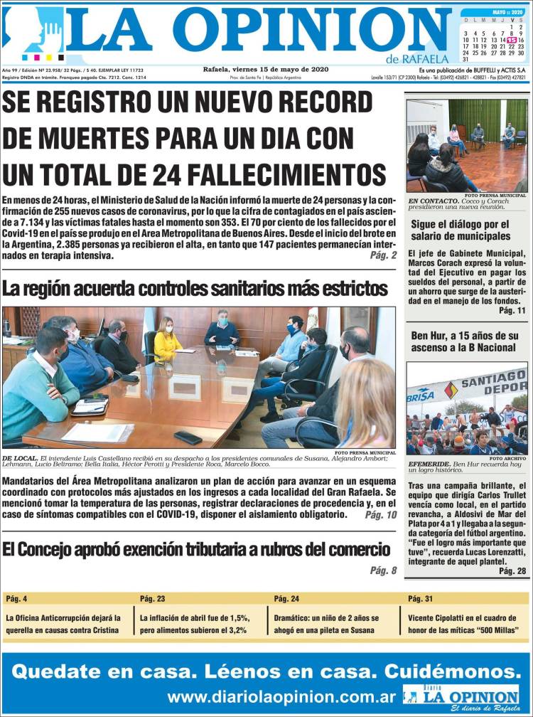 Portada de La Opinión (Argentina)
