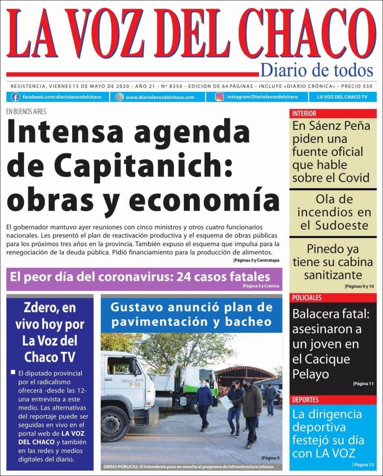 Portada de La Voz del Chaco (Argentina)