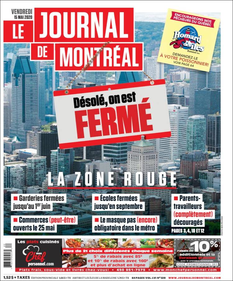 Portada de Le Journal de Montréal (Canada)