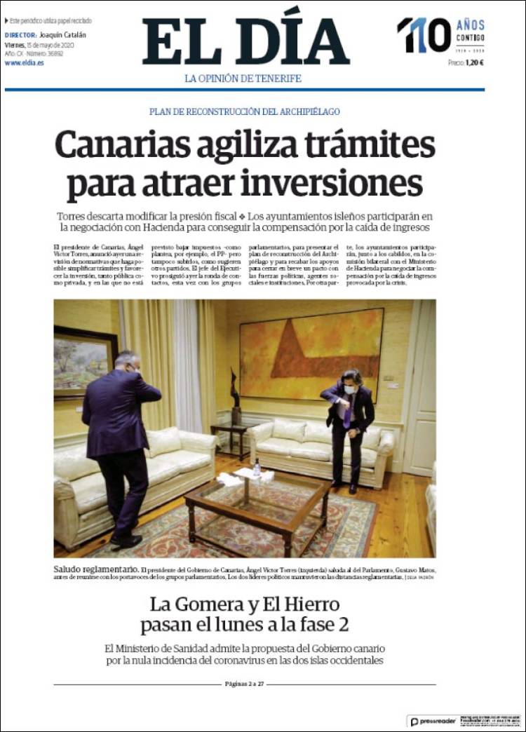 Portada de El Día (Espa&ntilde;a)