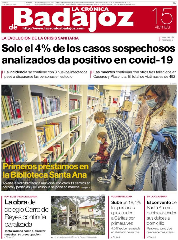 Portada de El Periódico de Extremadura (Espa&ntilde;a)